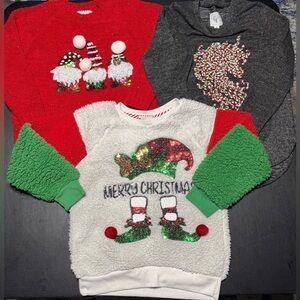 Girls Lot of 3 Christmas Sweatshirts